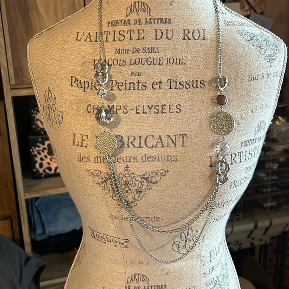 Silver Embellished Layered Necklace - Picture 1 of 3